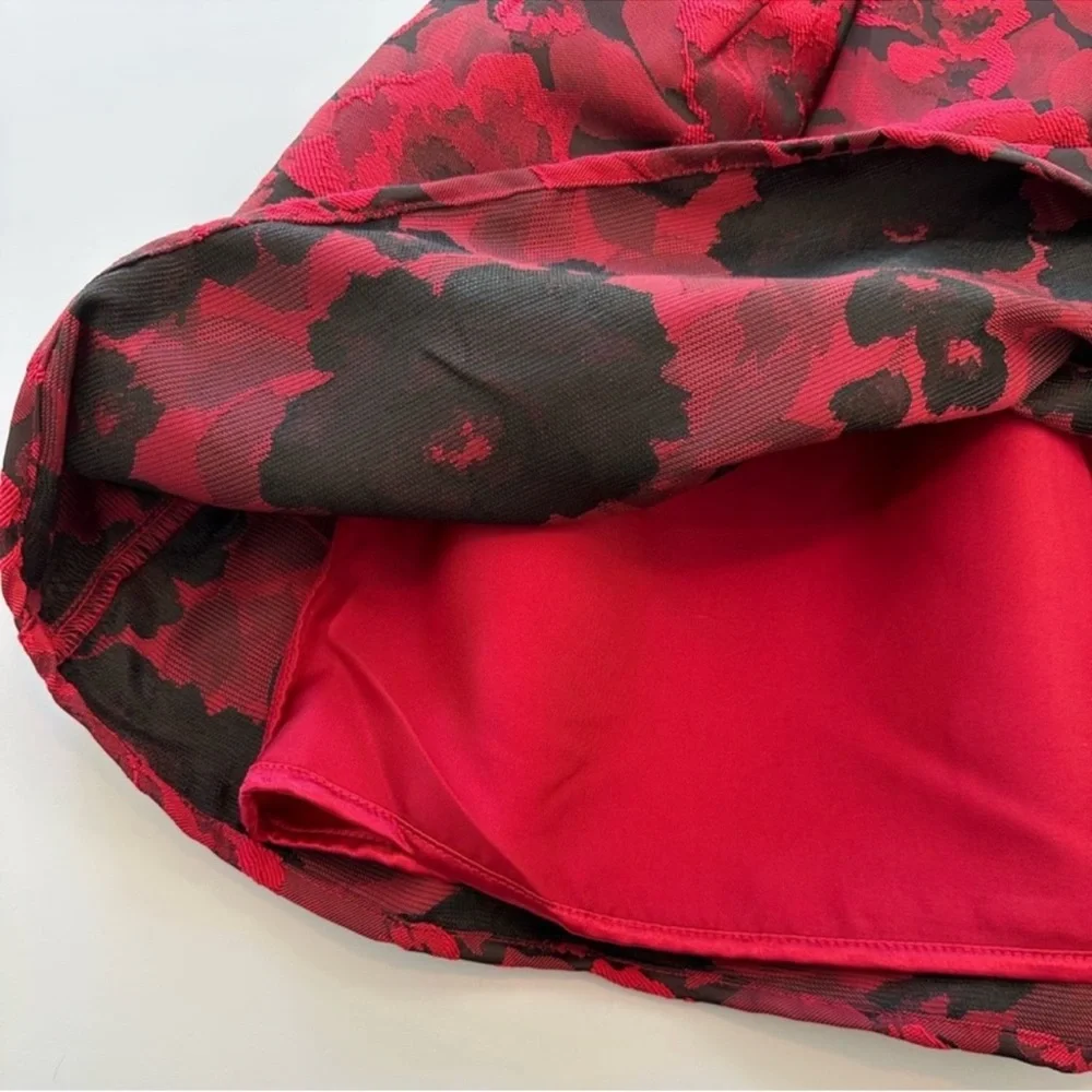 The Children’s Place Dress Red Floral Jacquard Belted Girls Size 10